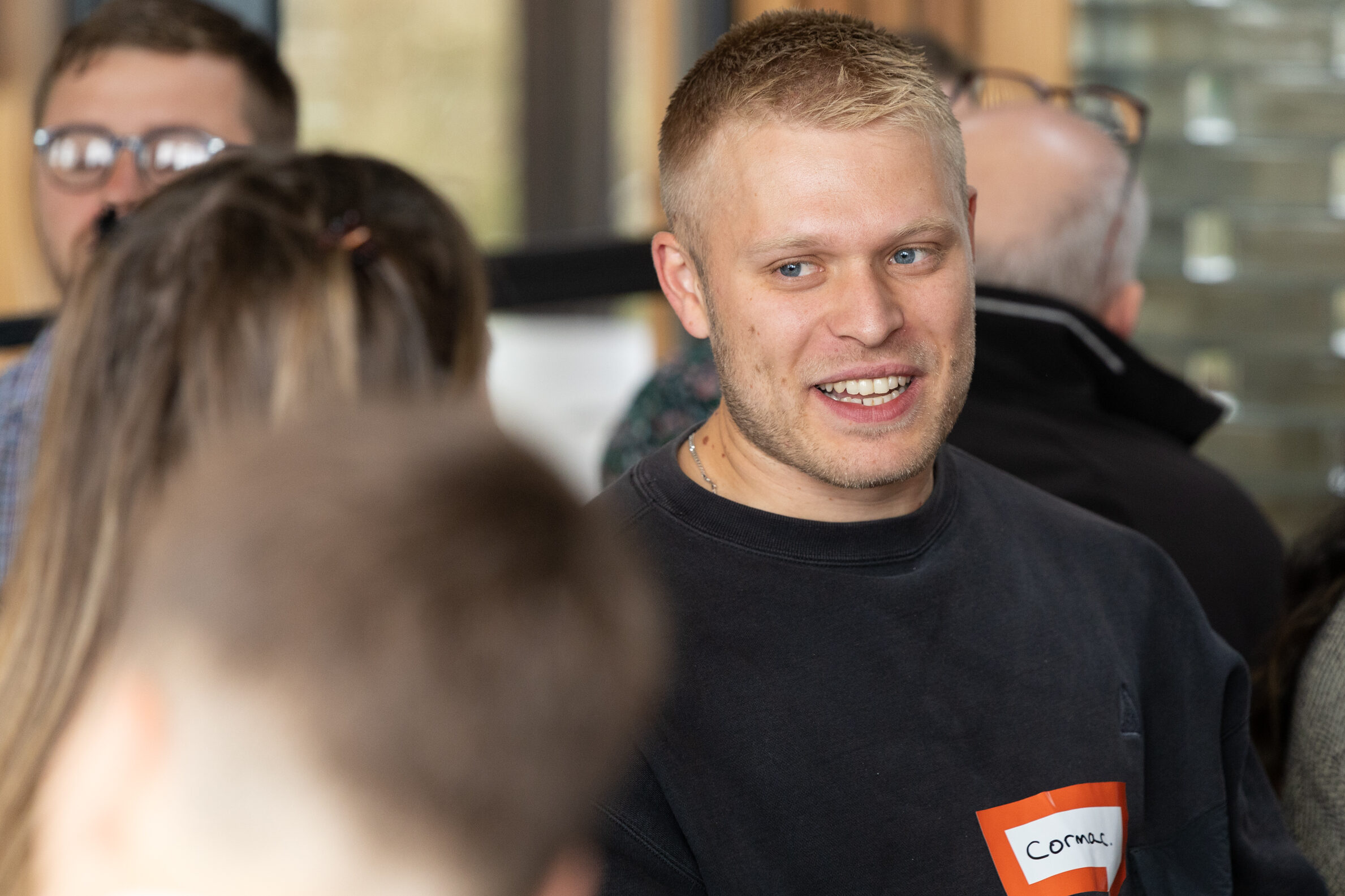 A close up of Big Day Out 2022 participant, Cormac, in conversation during one of Becca Timmins’ workshops